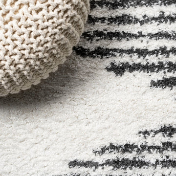 Elm Diamond Stripe Geometric Shag Area Rug
